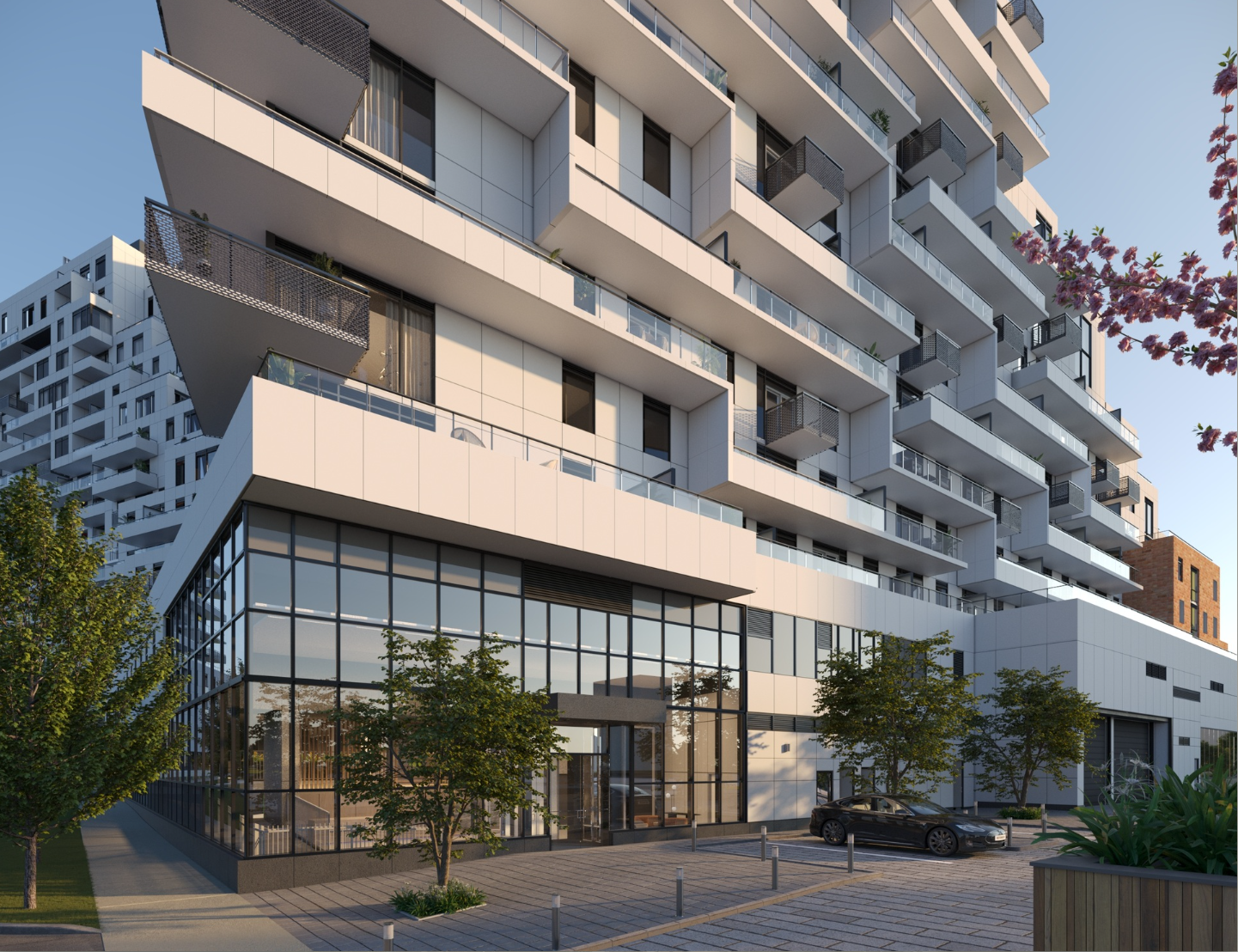 Mixed-use residential building exterior